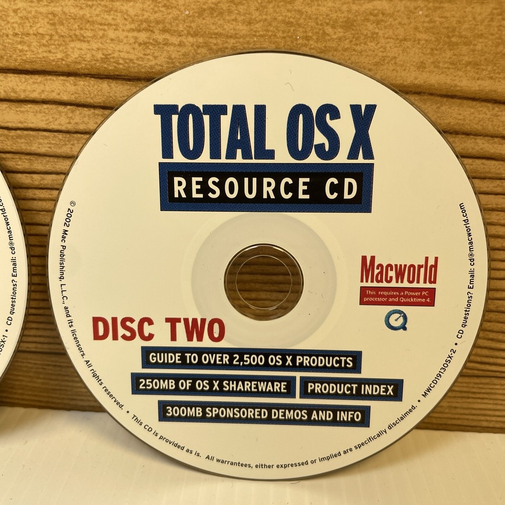 2002 TOTAL OS X Resource CDs Macworld - Guide, Shareware, Demos & Mac Info
