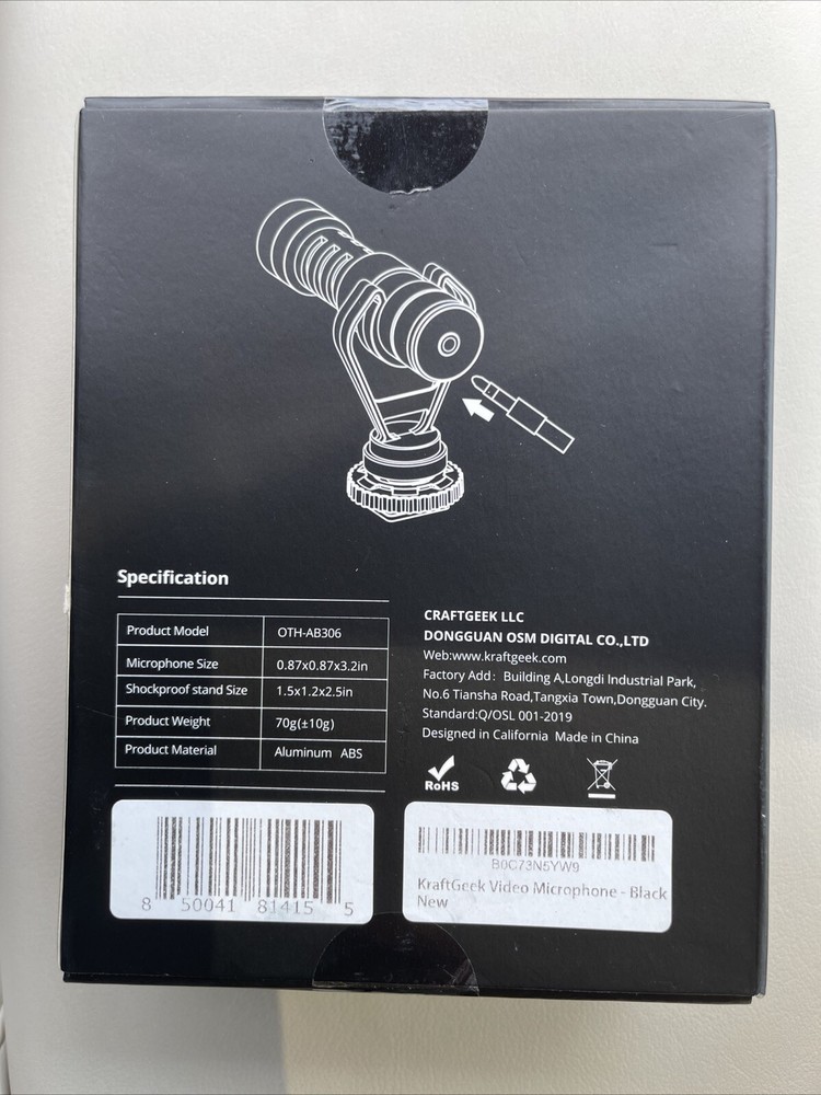 KraftGeek Video Microphone - Black - New