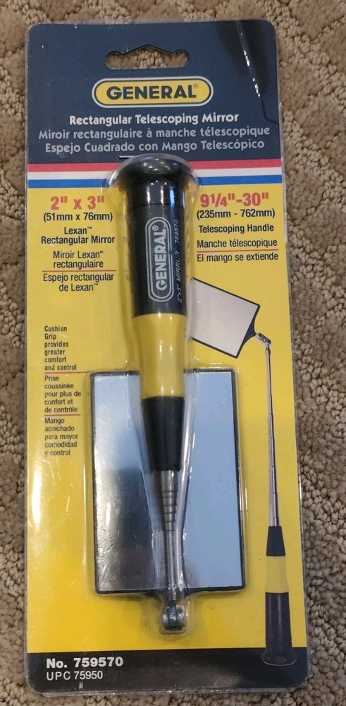 General Tools 759570 Rectangular Telescoping Mirror 2" by 3", 30"  Handle