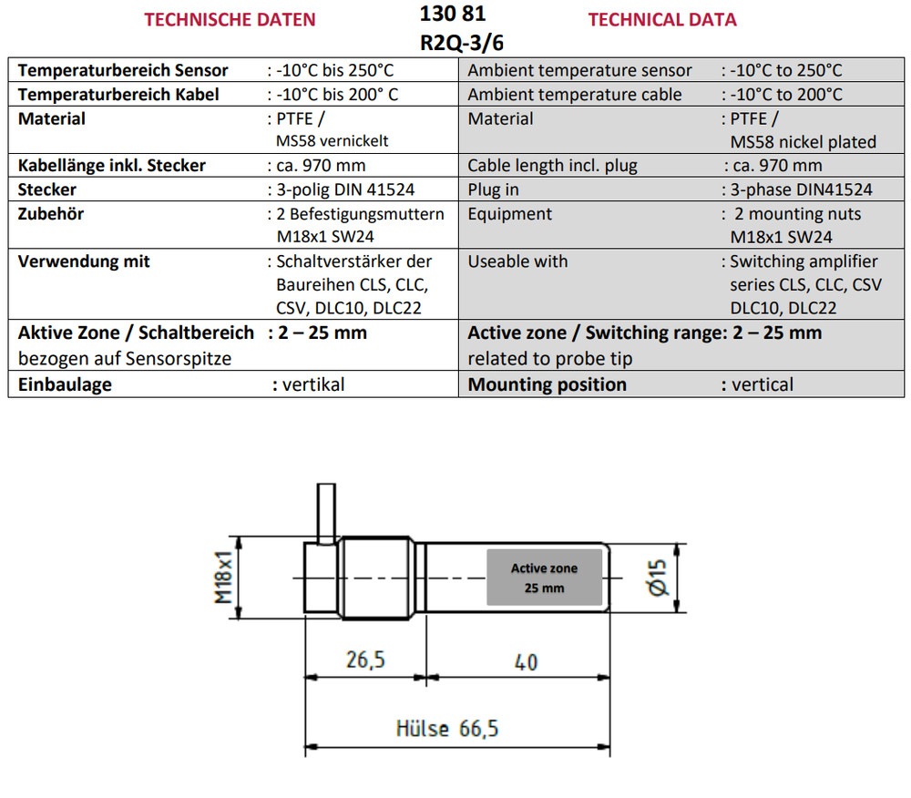 Liquid level sensor SENOTEC R2Q-3/6 13081