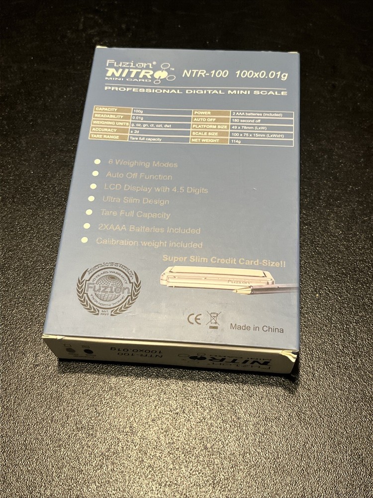 Fuzion Nitro Mini Card 100x0.01g, Professional Mini Digital Scale