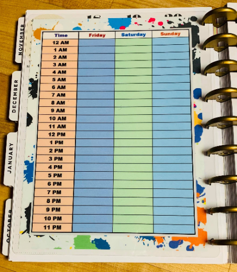 Schedule / Daily / Hourly Dashboard for use with the Happy Planner