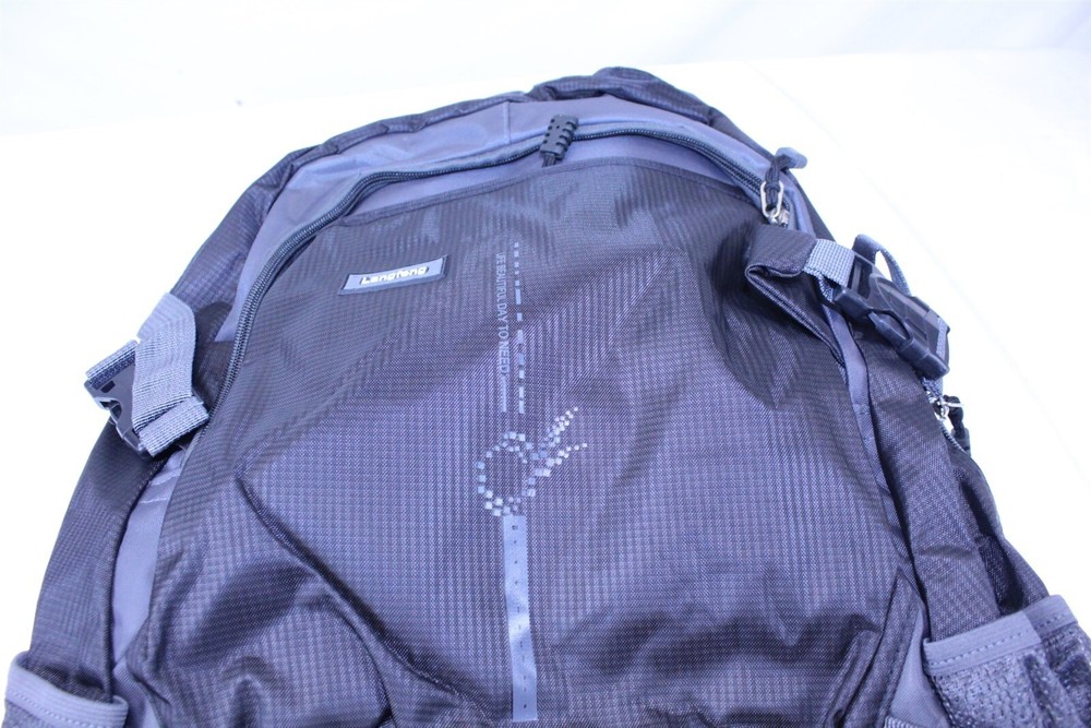 Backpack Multiple Pockets Adjustable Padded Straps Zip Close Grey Black