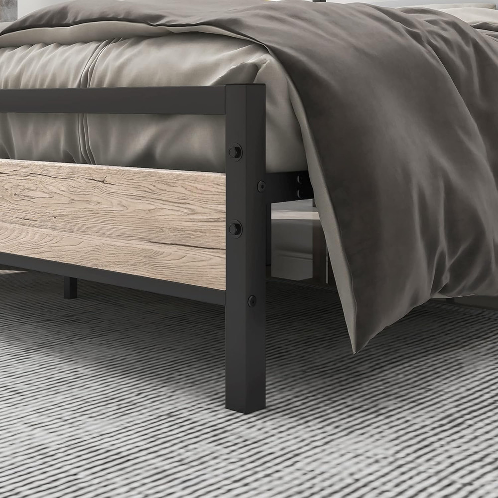 Queen Bed Frames with Wood Headboard,Heavy Duty Platform Bed Frame No Box Spr...