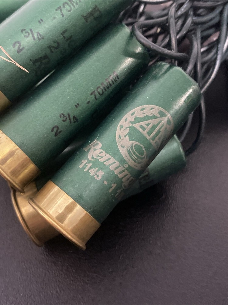 Shotgun Shell Christmas Tree Lights REAL 20 Lights 8ft String RED & GREEN Rustic
