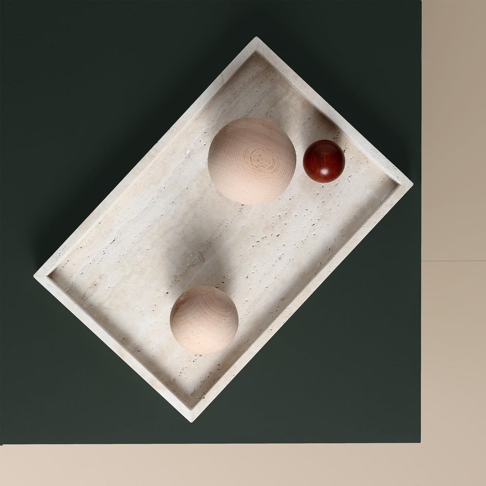 Rectangular Decorative Serving Tray,Modern Travertine Large Coffee Table Tray