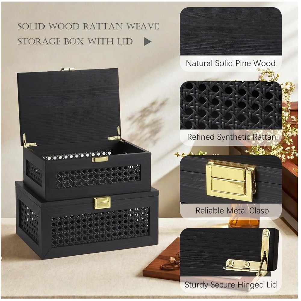 Rustic Pine Wood Keepsake Box Organizer