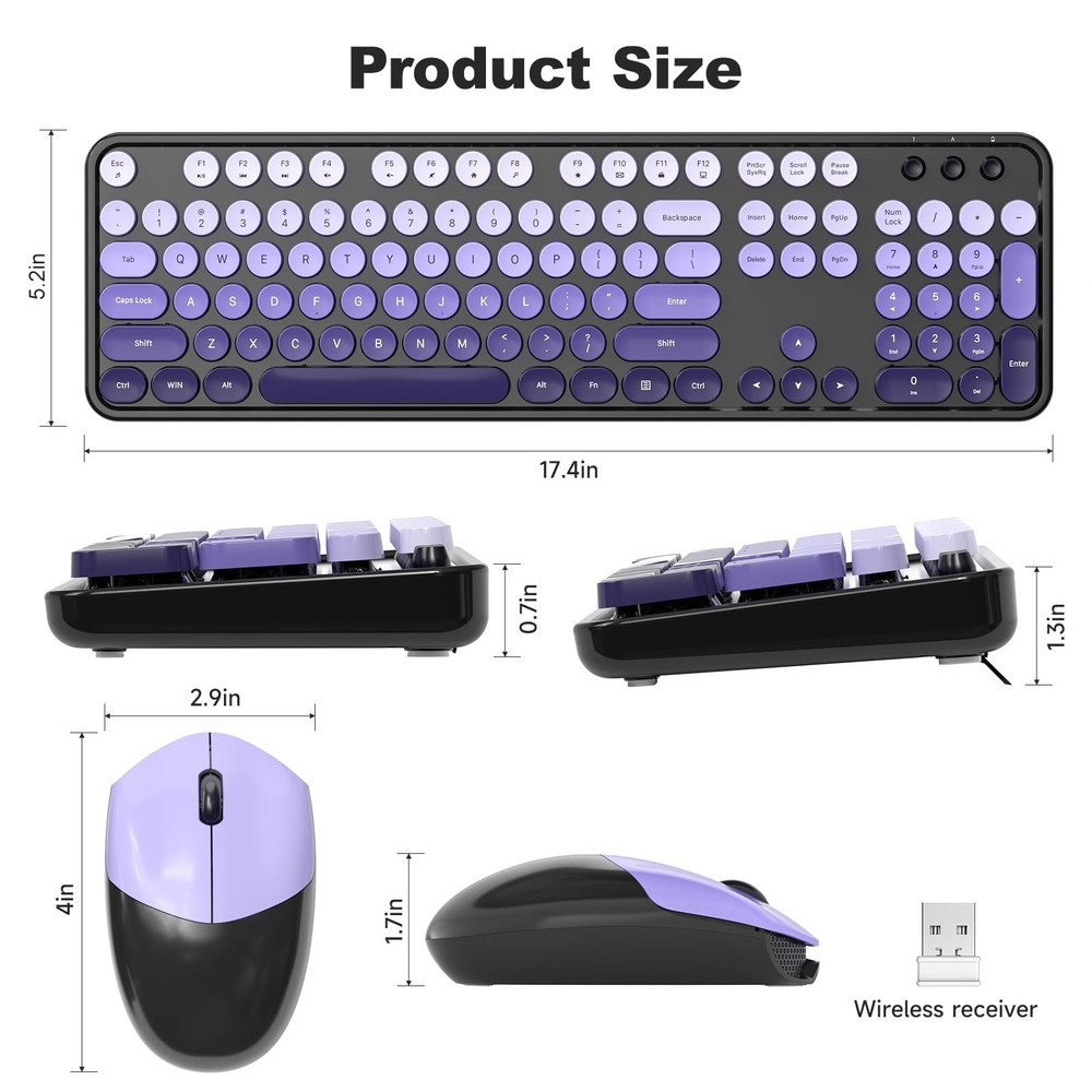 MOFII Wireless Computer Keyboard and Mouse Combo, Typewriter Full Size Keyboa...