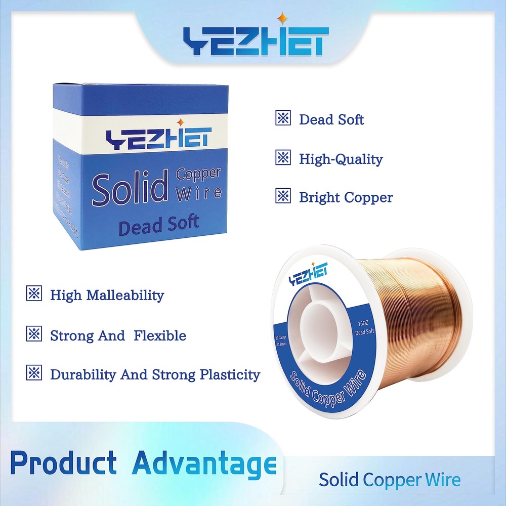 99.9% Solid Bare Copper Wire(20 Gauge, 330Ft), Dead Soft, 1 Pound Spool