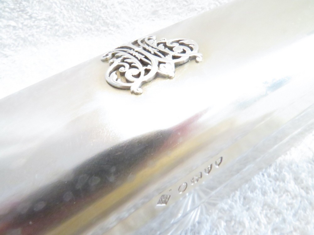 Gorgeous victorian english sterling silver & crystal 2 rectangular boxes London