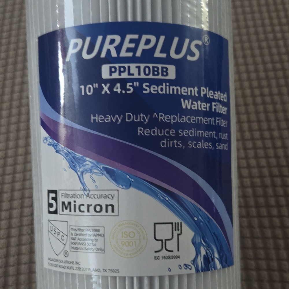 PUREPLUS PPL10BB 10"x4.5" Pleated Sediment Filter 5 Micron Rust Dirt Sand