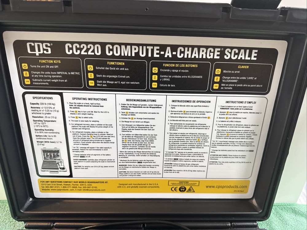 CPS CC220 Compute-A-Charge Refrigerant Charging Scale