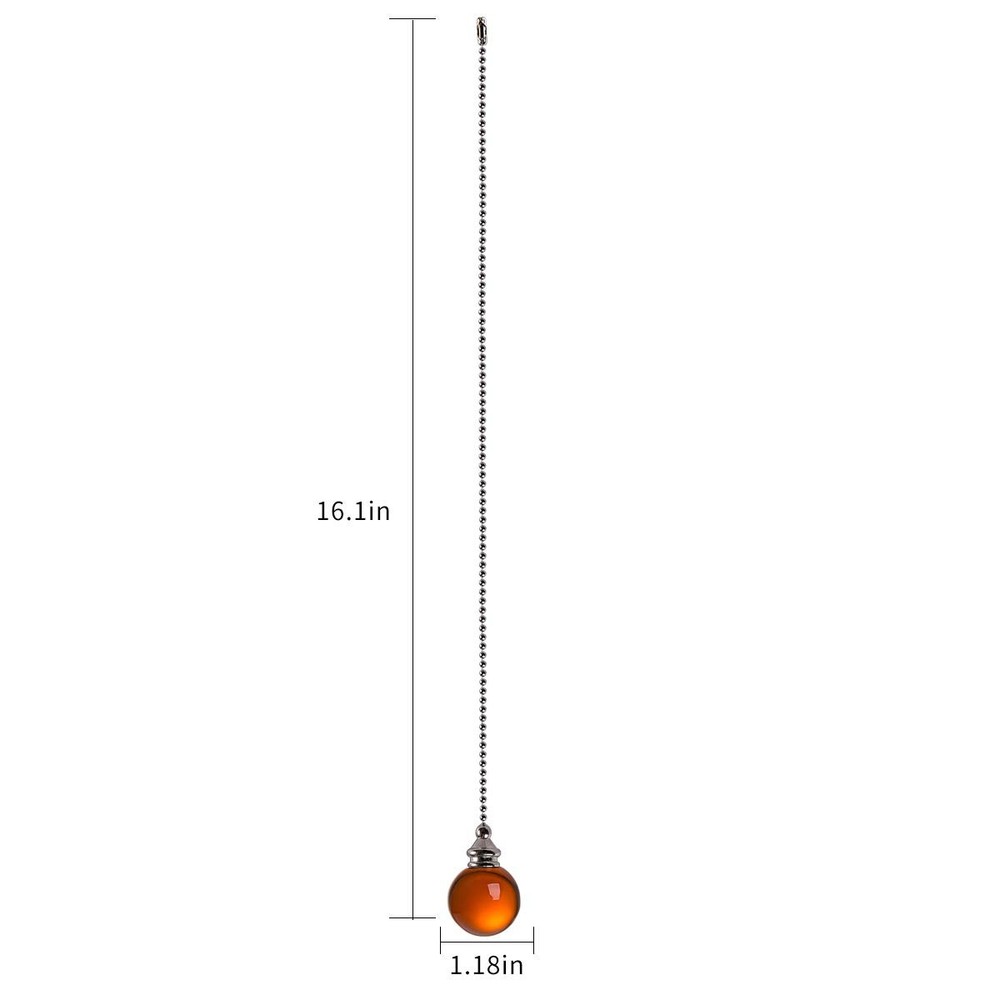 Ceiling Fan Pull Chain Set - 2 pieces Amber Crystal Ball 30mm Diameter Fan Pull