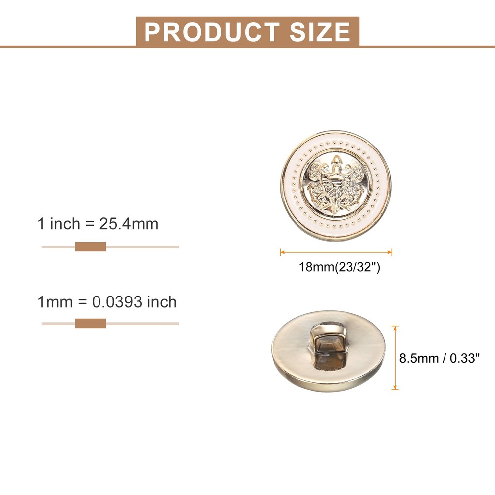 5pcs Gold Pearl Button 18mm 0.33" Thick Sewing Button Style W