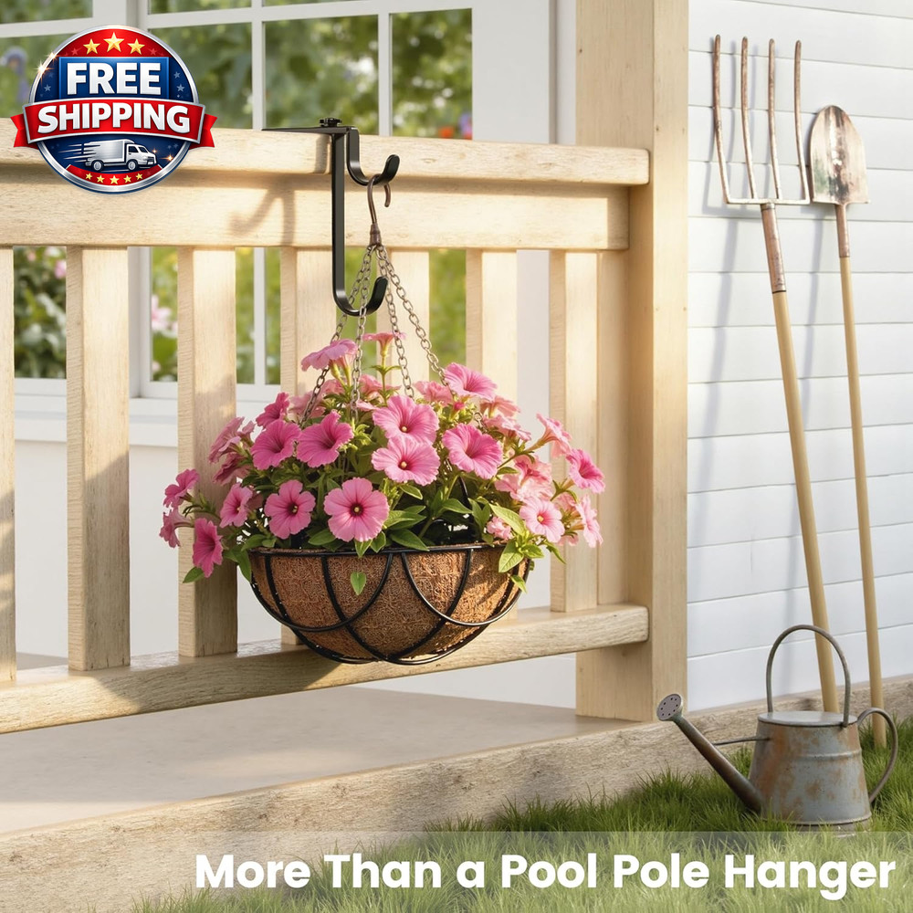 2Pcs Double Pool Pole Hooks, Adjustable Thickened Panel Pool Fence Equipment Hoo