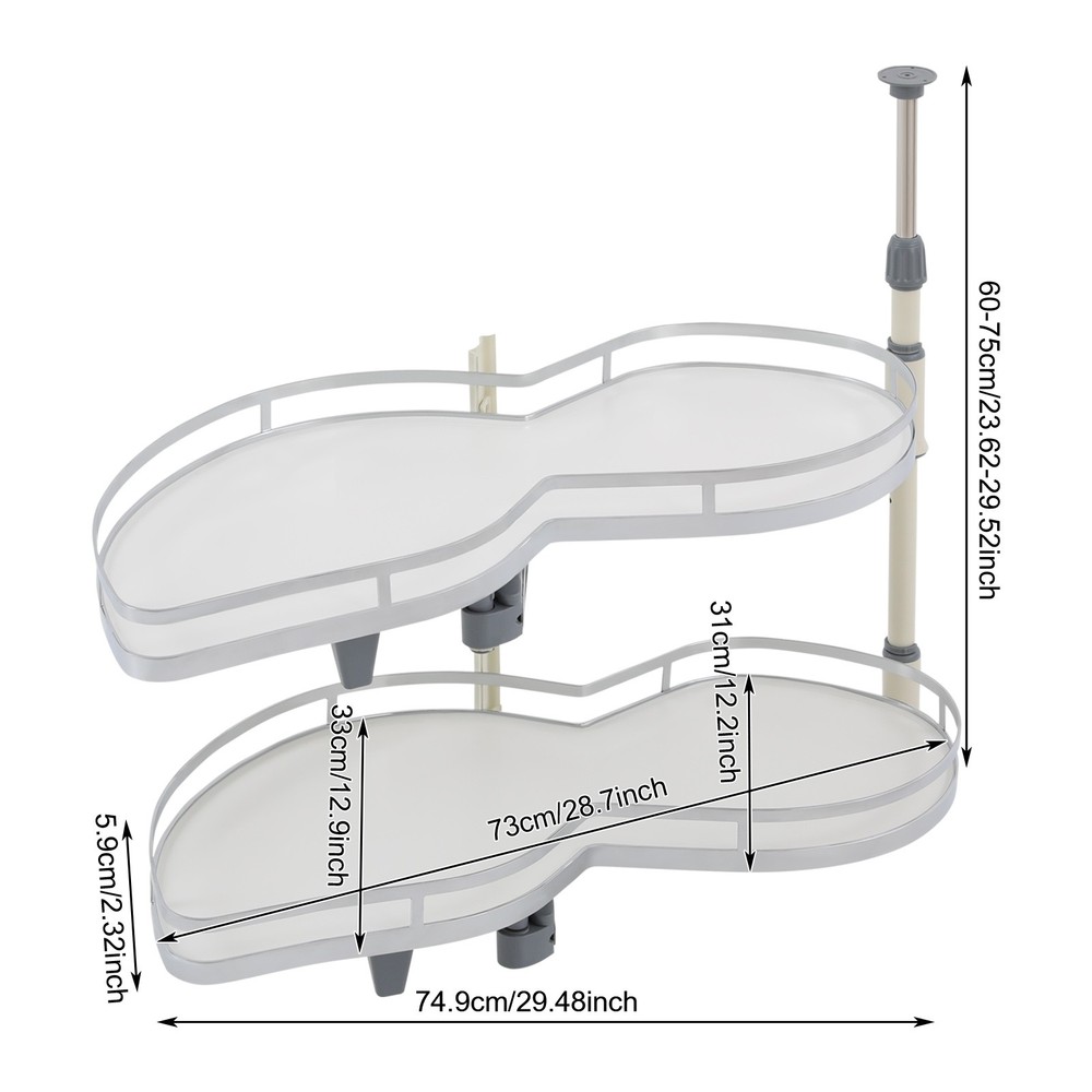 2-tier White Blind Corner Cabinet Left Blind Corner Cabinet Pull-out Organizer