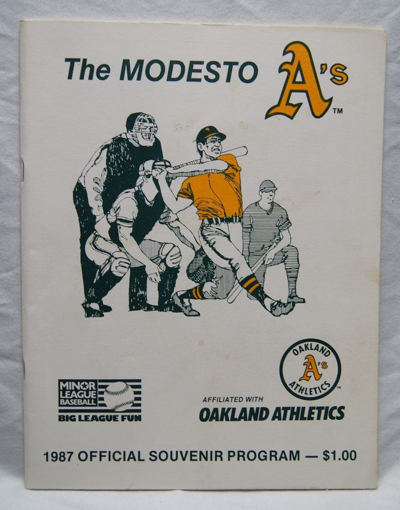 1987 modesto a's official souvenir program coupon removed pp 43-44