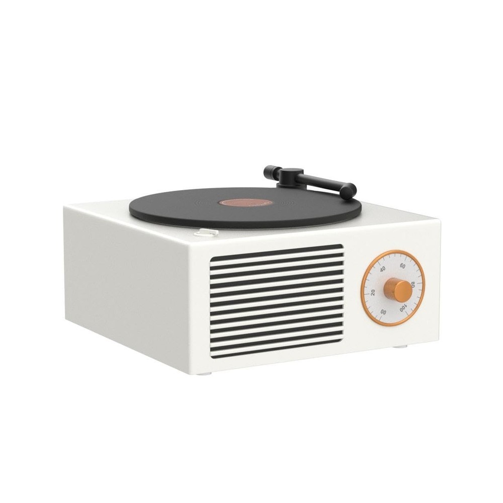 Vinyl Record Player Style Bluetooth Speaker Old Fashioned Classic Style White...