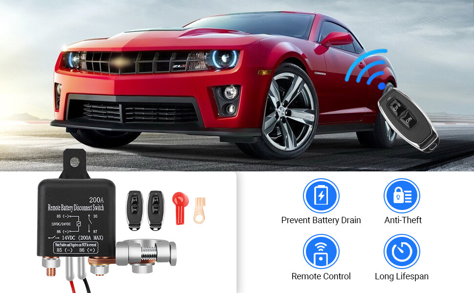 Wireless Dual Remote Car Battery Disconnect Relay Master Kill Cut-off Switch US