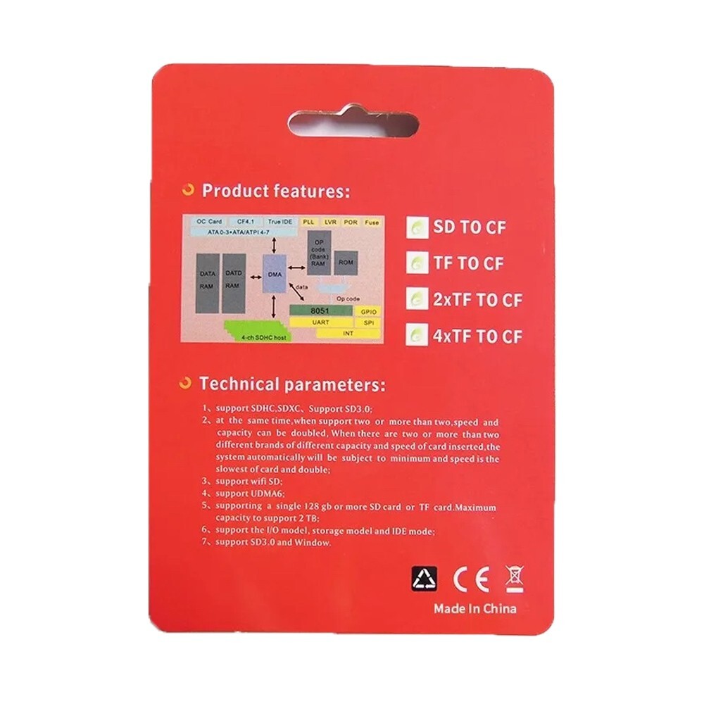 Speed SDXC SDHC SD to CF Compact Flash Memory Card Reader Adapter Type I High