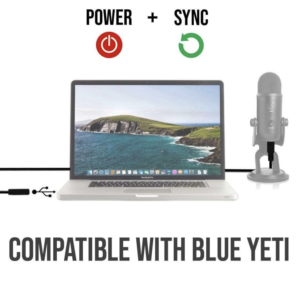 🆕 6FT FOR BLUE YETI MICROPHONE USB SYNC POWER DATA CABLE CORD MIC RECORDING PRO