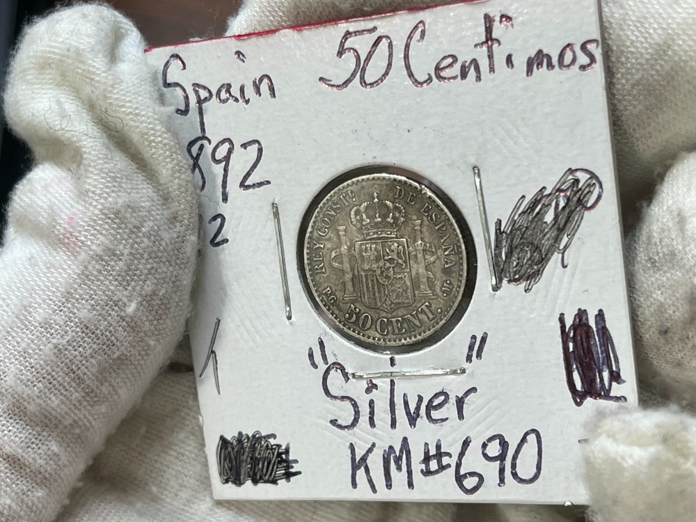 1892 Spain 50 Centimes Silver Coin