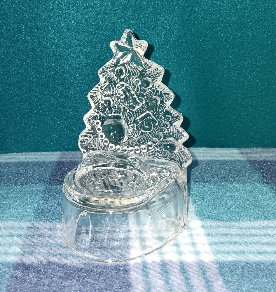 Pressed Glass Christmas Tree Tealight Candleholder