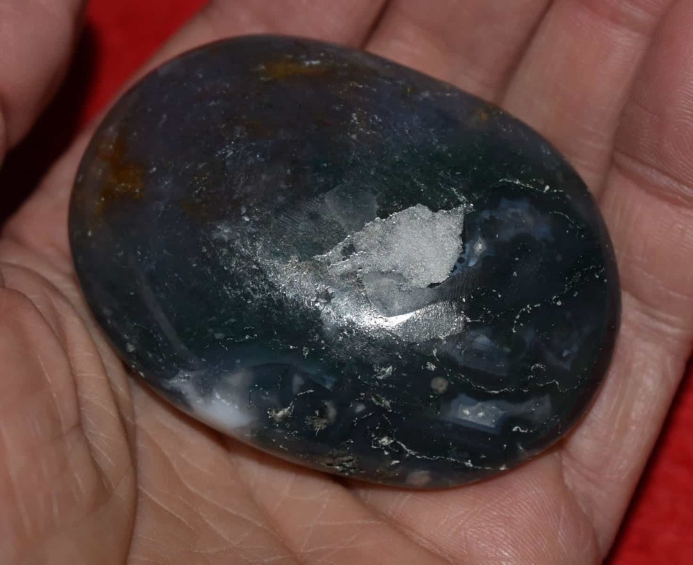 Green Moss Agate Soap-Shaped Palm Stone #2