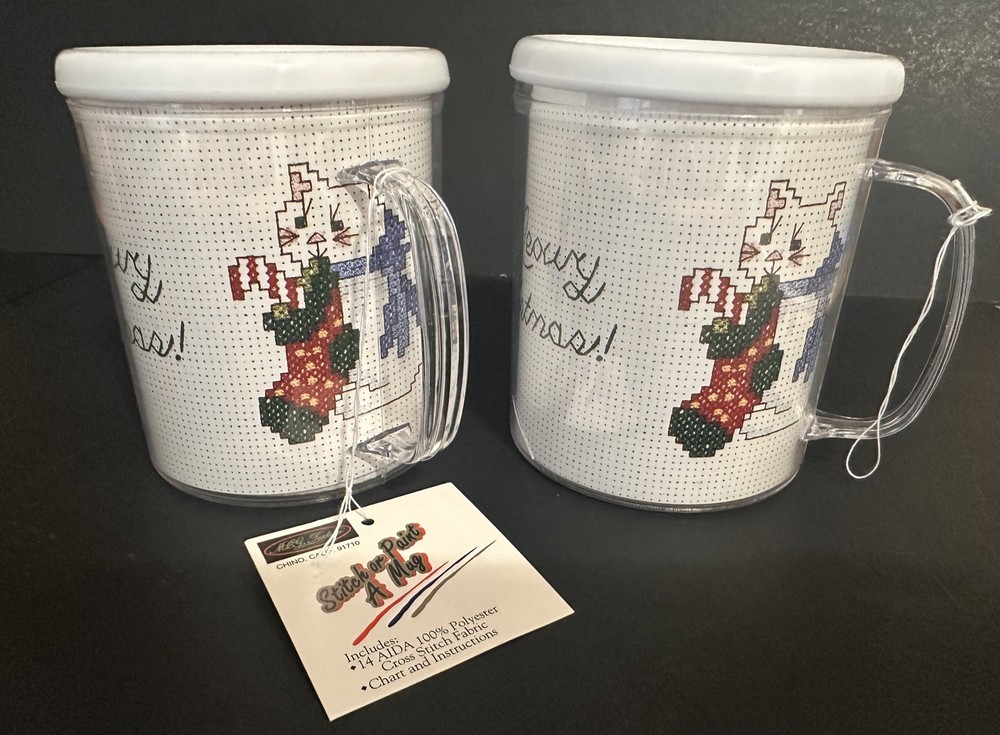 Cross Stitch/Paint A Mug Kitty Mugs Two (2)