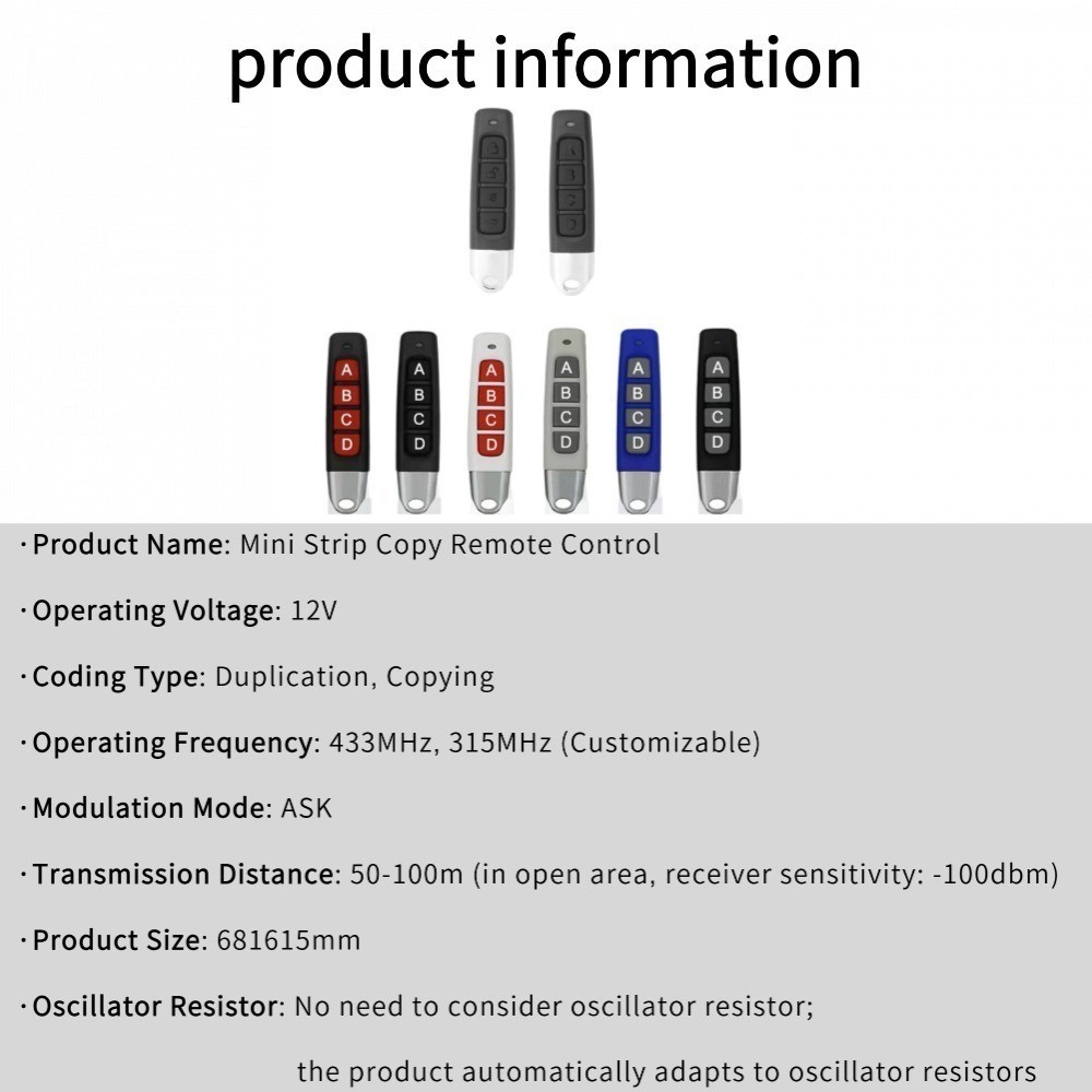 4-in 1 Wireless Remote Control Duplicator 433MHz Remote Control Key Clone Copy