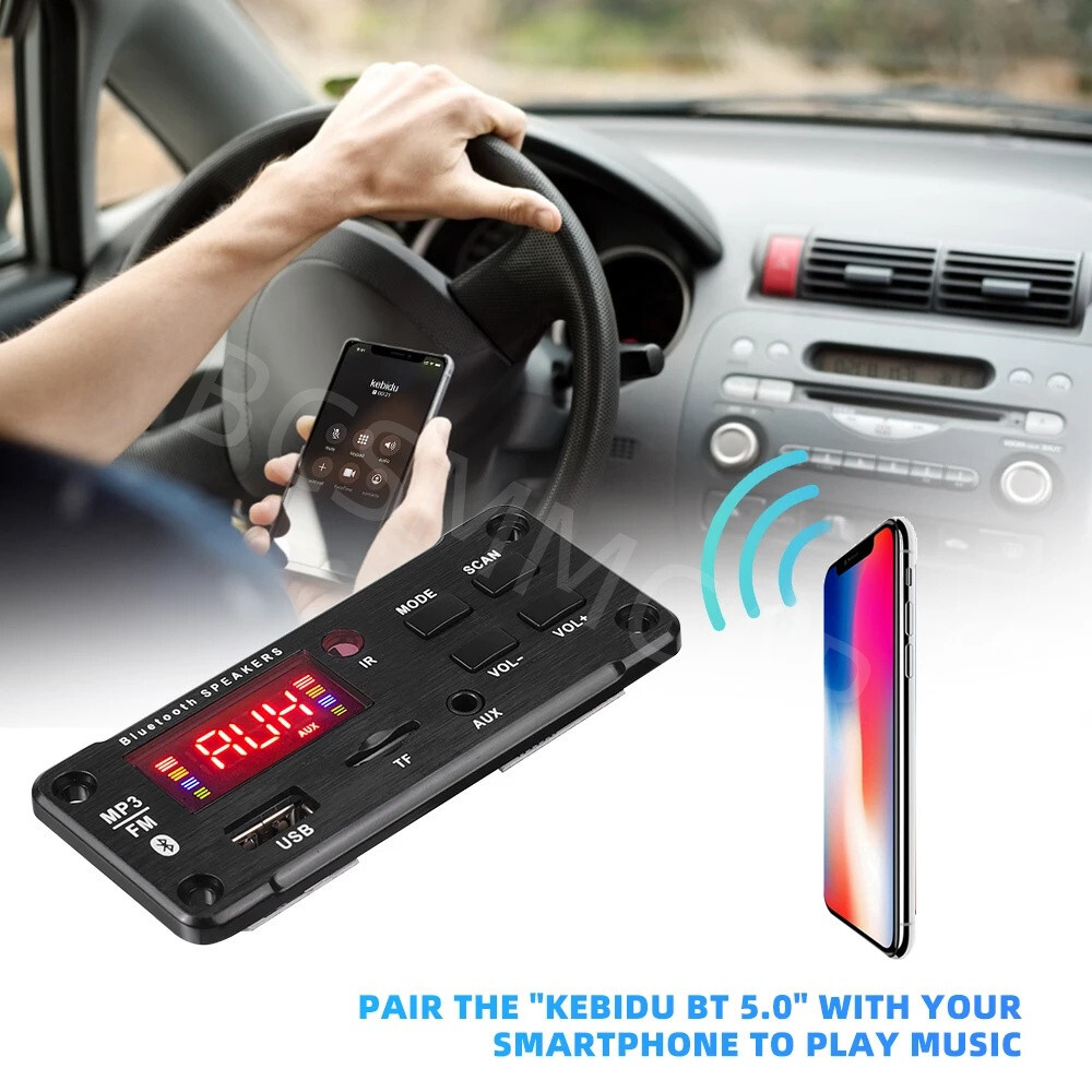 2x25W Amplifier Bluetooth 5.0 MP3 Player Decoder Board 12V Car FM Speaker Module