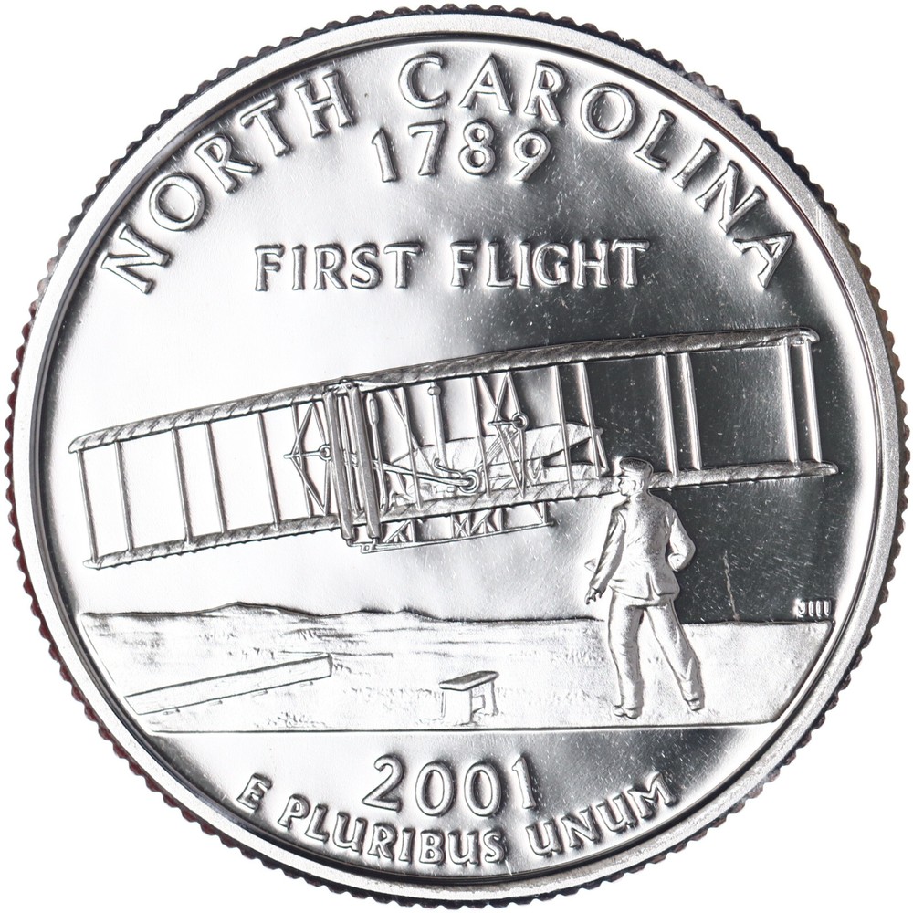 2001 S State Quarter North Carolina Gem DCam Proof CN-Clad