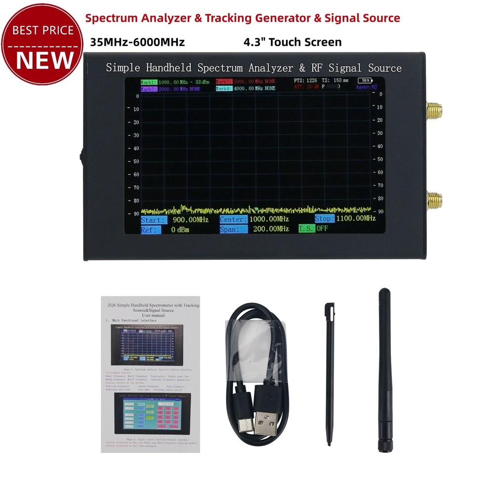 ZQ6 6G Simple Spectrum Analyzer & Tracking Generator & Signal Source 4.3" Touch