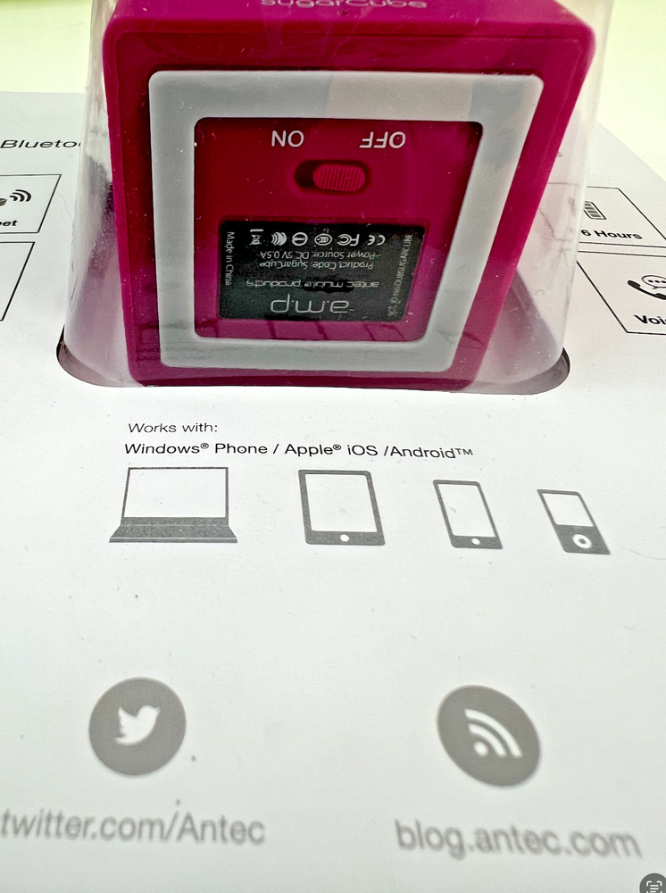 SugarCube Bluetooth 2" Wireless Speaker and Speakerphone - Magenta, New