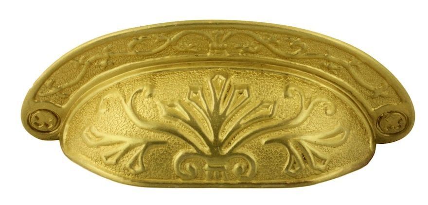 2-1/2" Baroque Scroll Work Cup Pull Satin Brass