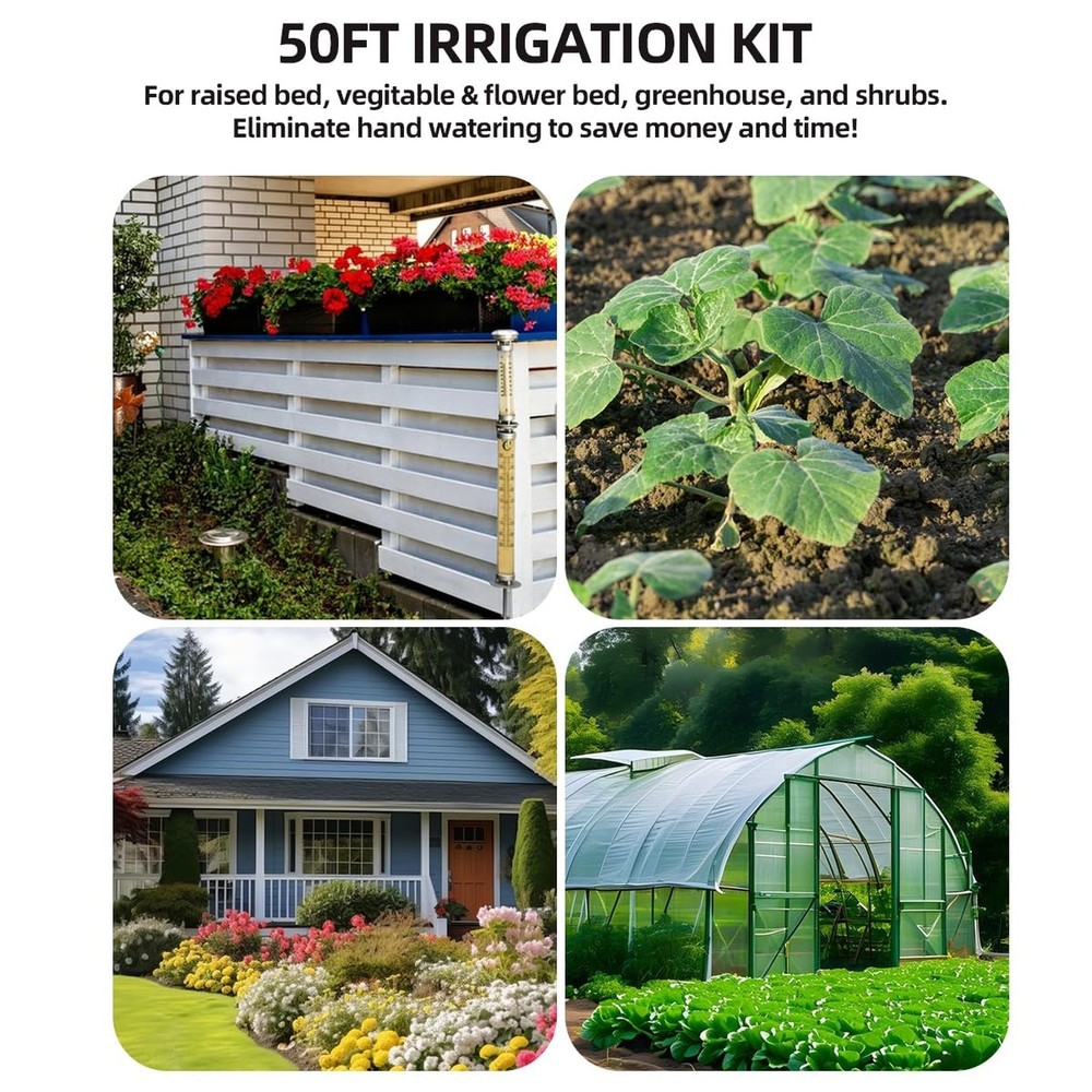 Drip Irrigation System with Water Timer Quick-Connect Automatic Irrigation Ki...