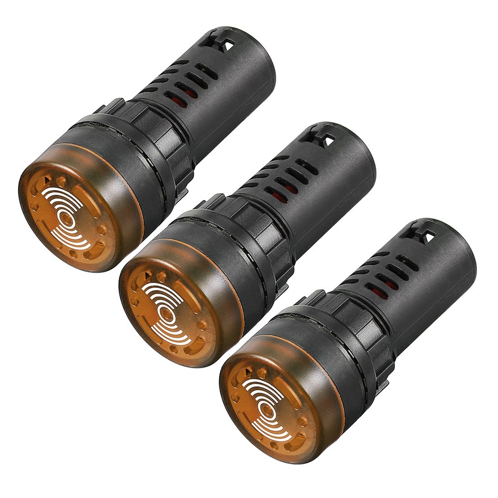 3pcsPilot Light AC/DC 12V Panel Indicator Flashing Alarm about Buzzer Yellow LED