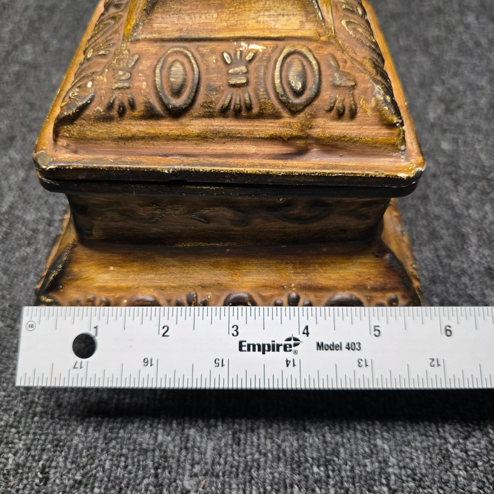 Distressed Footed Ceramic Canister w/ Lid Textured Brown Decorative Trinket Box