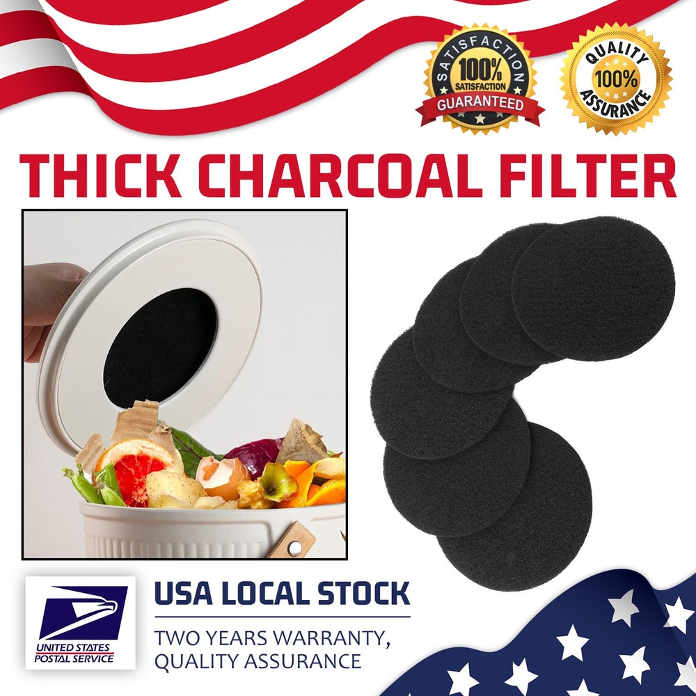 6pcs Cat Litter Box Activated Carbon filter, Thickened and Durable, 6.7" Black
