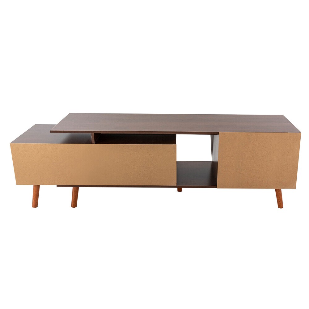 Adjustable Living Room Retangular Television Cabinet 3-Compartments TV Stand
