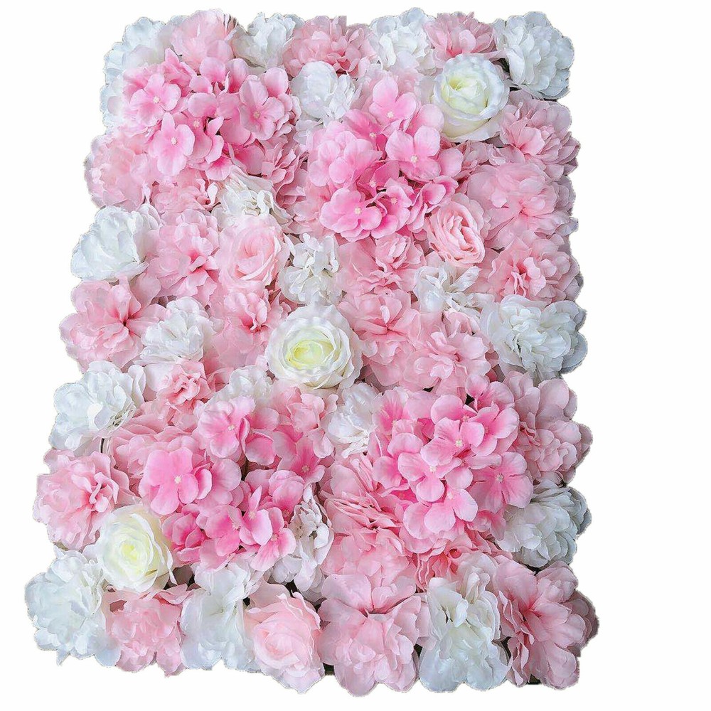 6 Pcs Artificial Silk Flower Wall Panel Rose Floral Wedding Party Backdrop Decor