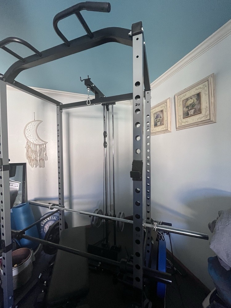 Power Cage Squat Rack Stands 1000-Pound Capacity Multi-Functional Power Cage