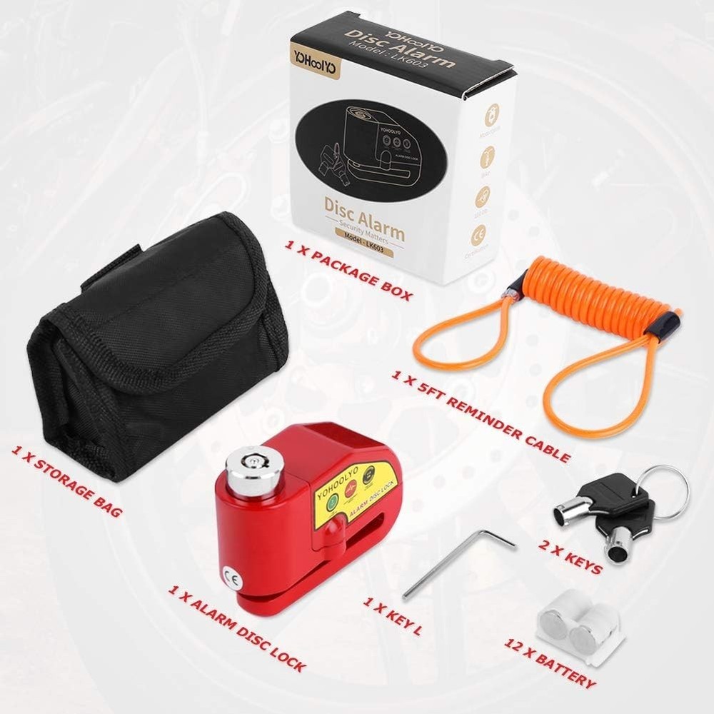 Compact 110 dB Motorcycle Lock with Reminder Cable – Ultimate Theft Protection