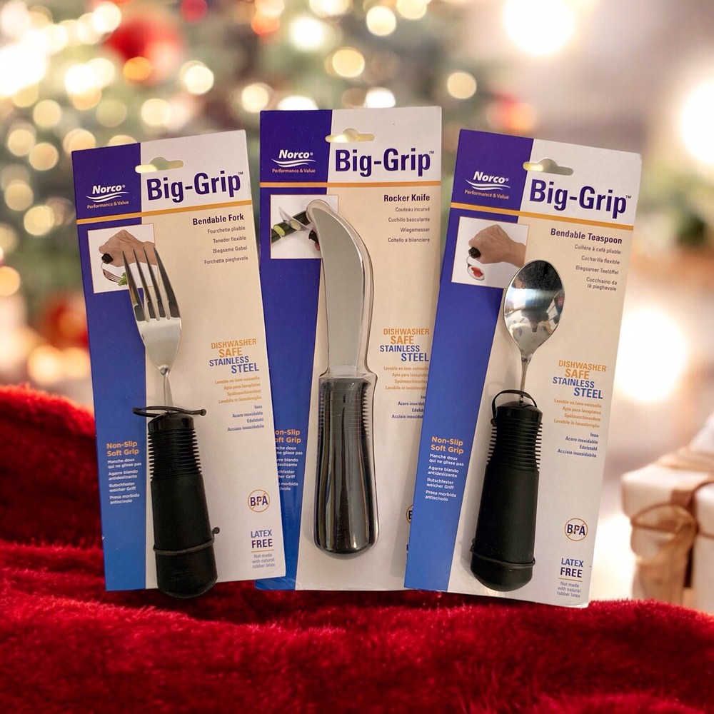 New Norco Big Grip Fork Spoon Knife Bendable Better Hand Coordination