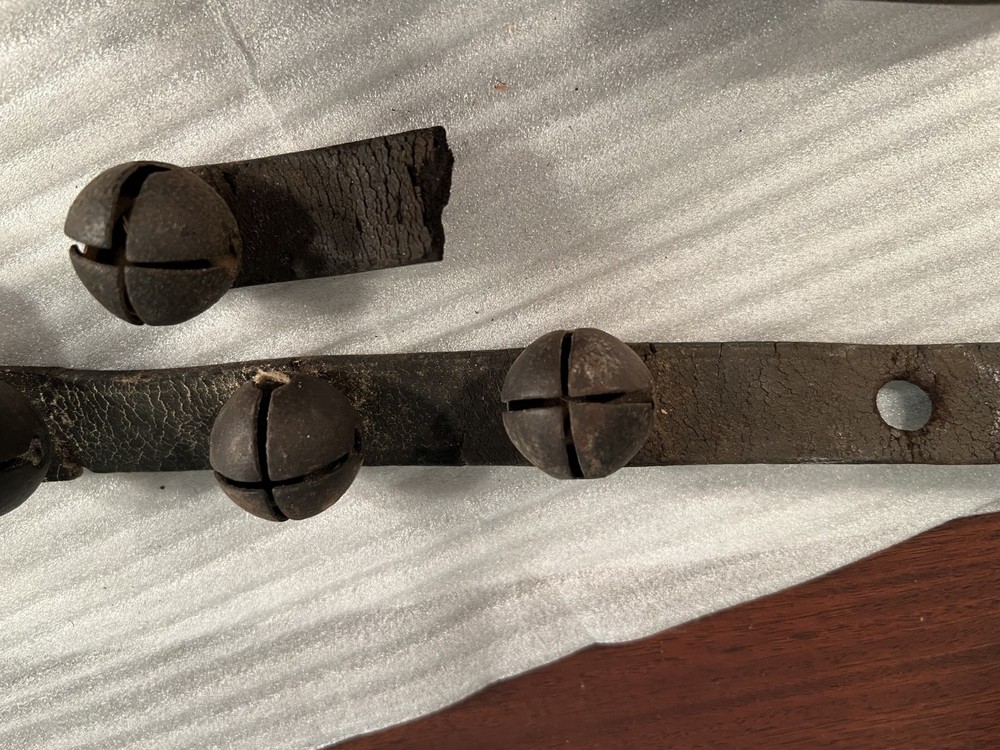 14 Harness Bells on Antique/broken Leather