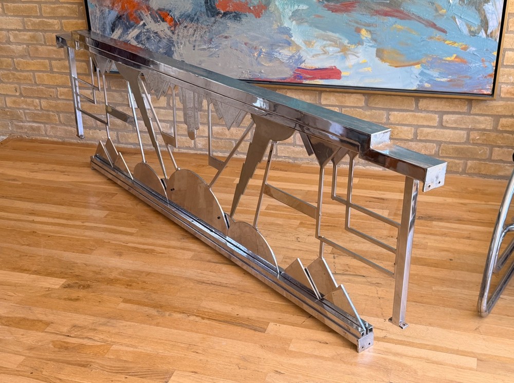 Art Deco Original Machine Age Chrome Brass Architectural Sculpture Panel Railing