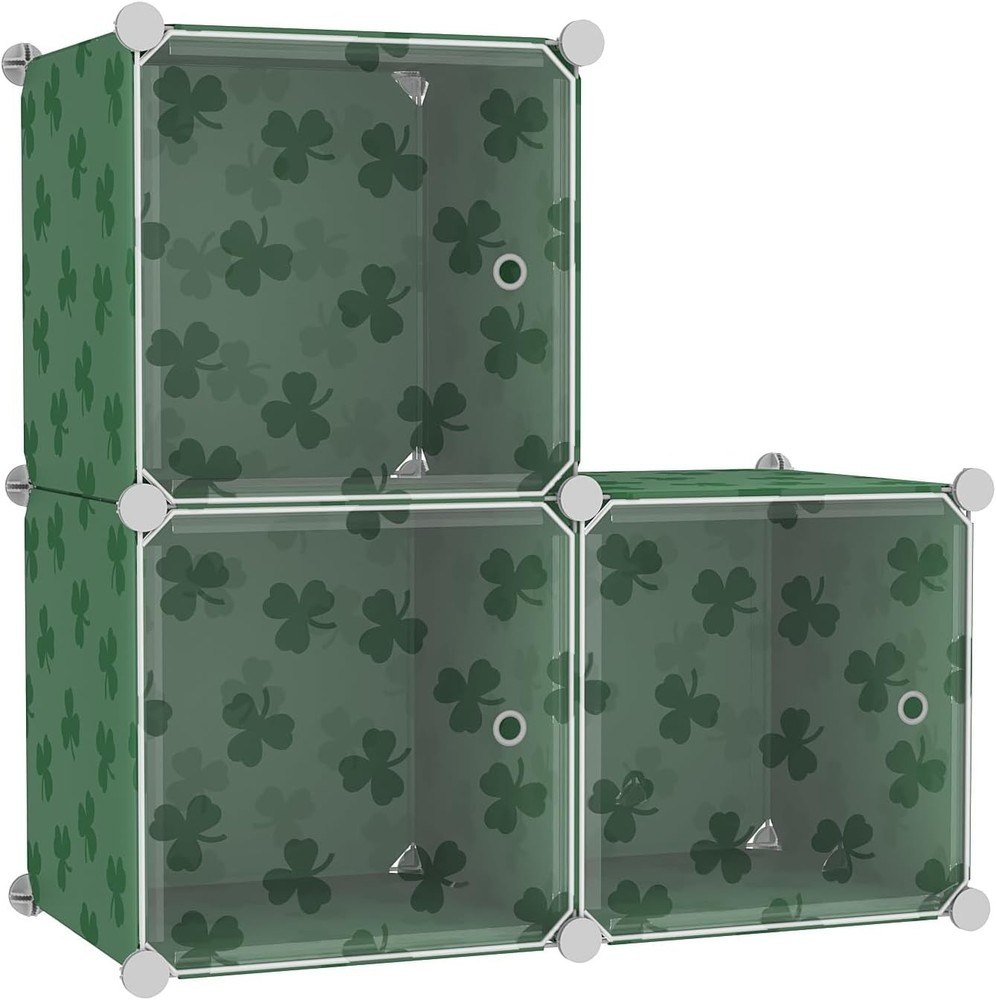 Cube Storage Organizer W/ Doors 3-Cube Shelves DIY Plastic Modular Bookshelf