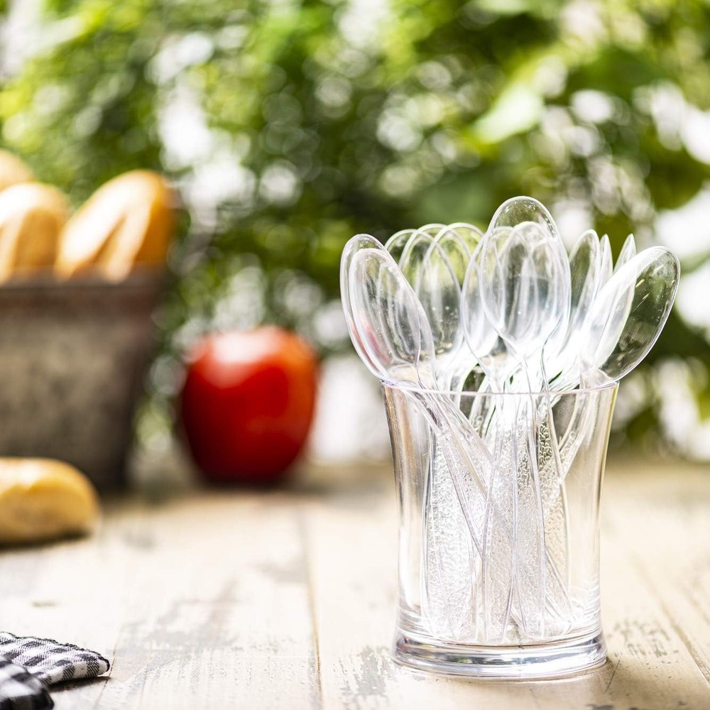 Comfy Package [300 Pack] Heavyweight Clear Plastic Tea Spoons with