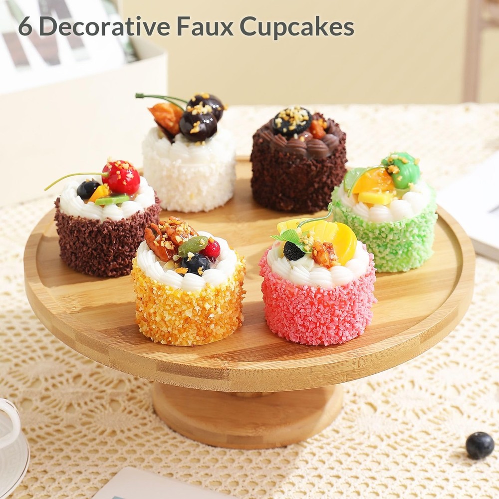 Joeabor 6 Pack Fake Cupcakes, Artificial Cupcakes for Display, Multi Color