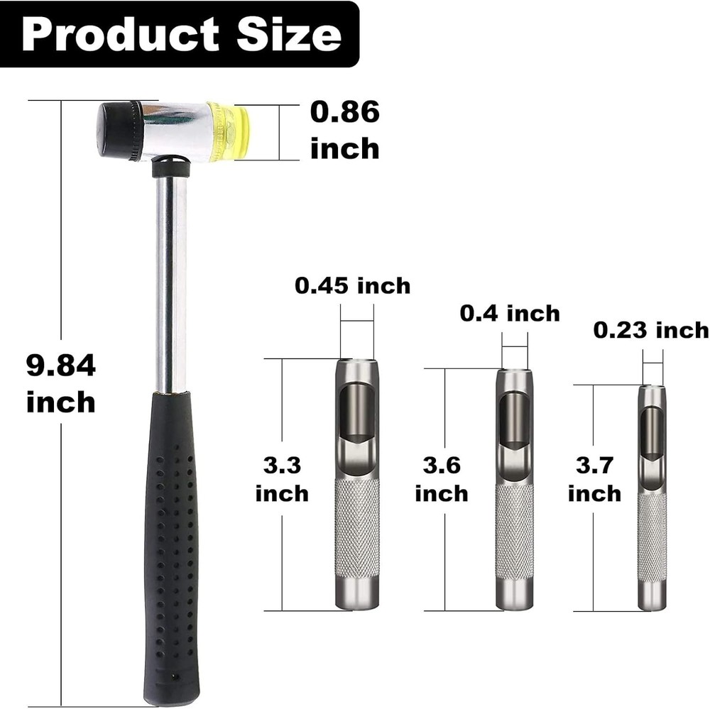 Compact Grommet Press Machine with Rubber Hammer & 3000 Grommets for Projects
